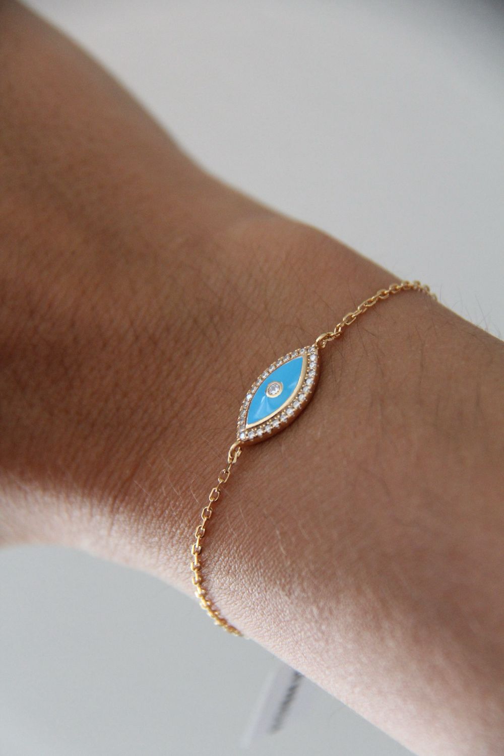 Dainty Evil Eye Bracelet In Sterling Silver