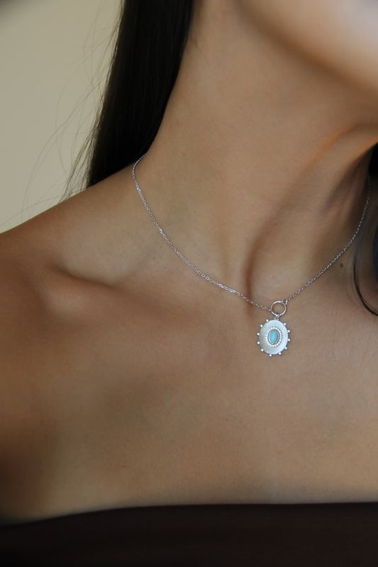 Turquoise Pendant In Sterling Silver