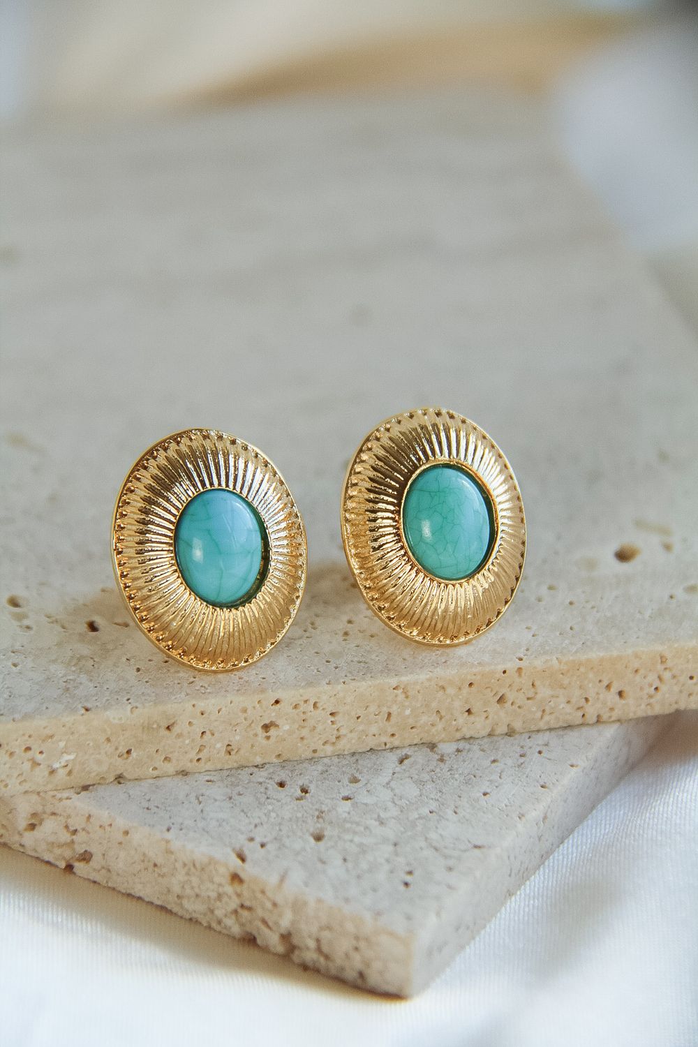 Turquoise Button Earrings