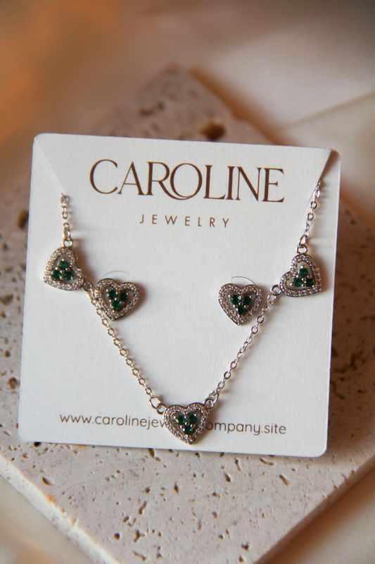 Heart Set In Green Emerald Zircon