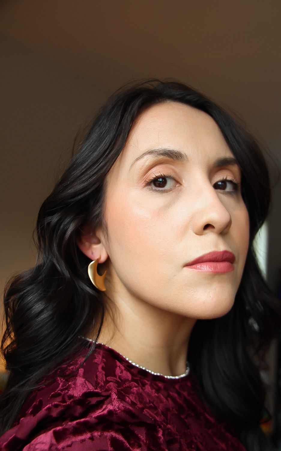Organic Shape Earrings In Matte Gold