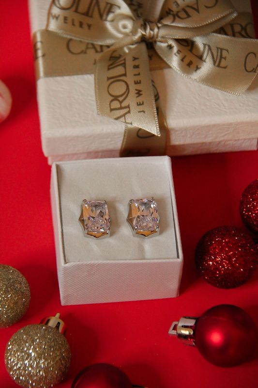 Celeste’s Stud  Earrings In White Rhodium