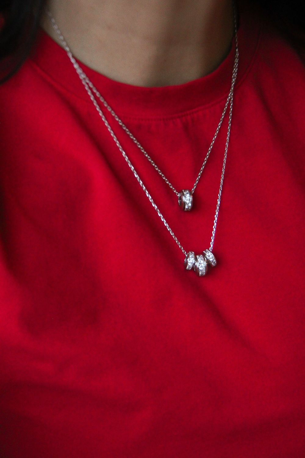 Double White Rhodium Necklace