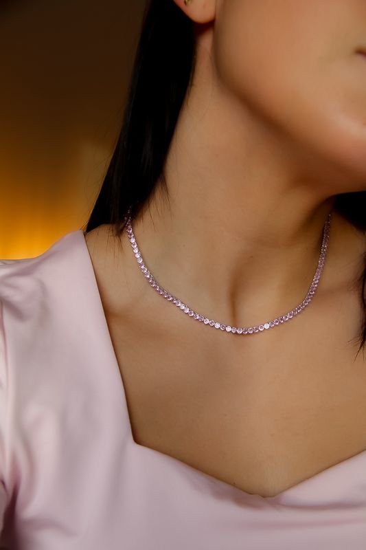 Light Pink Tennis Necklace