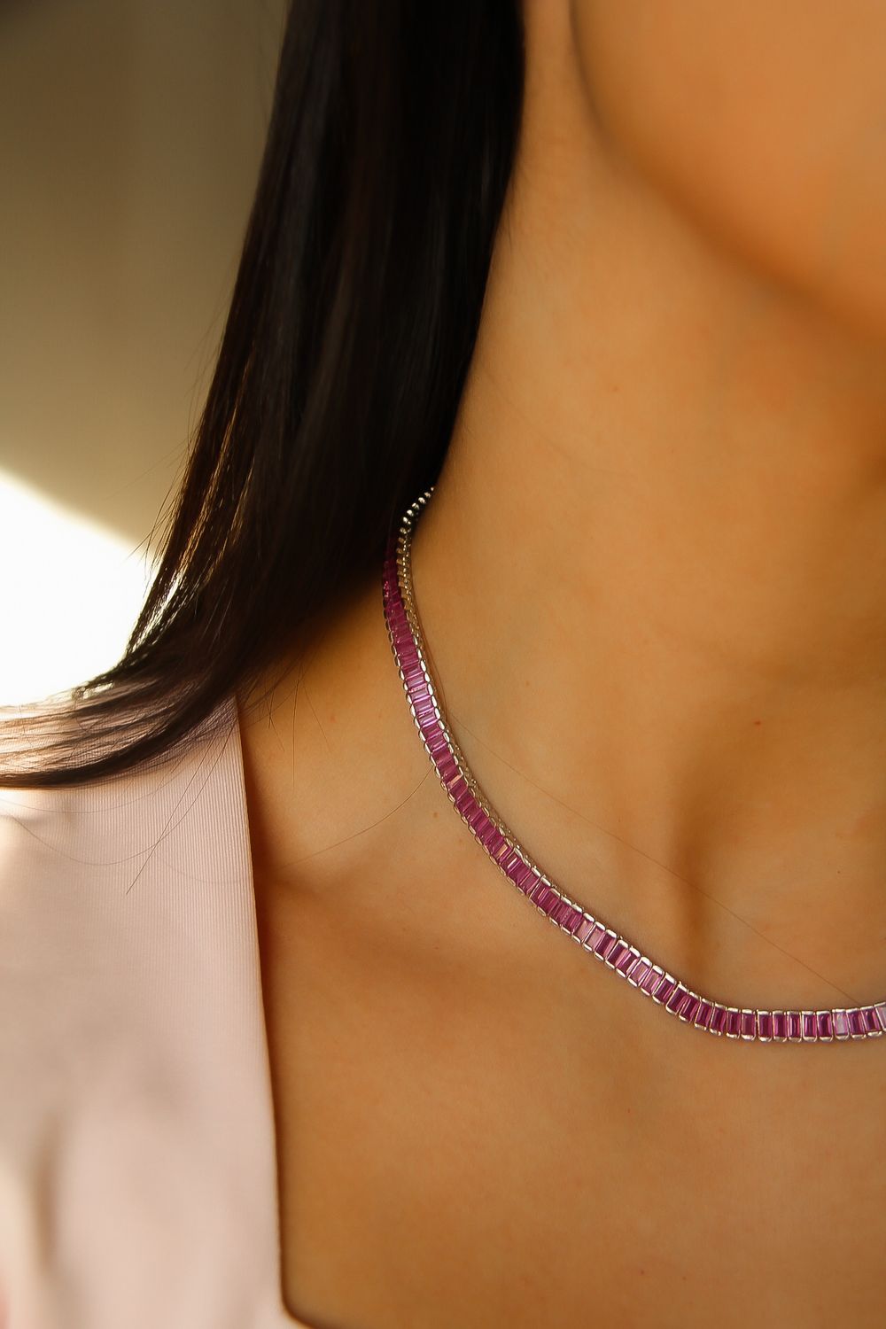 Pink Fusion Tennis Necklace