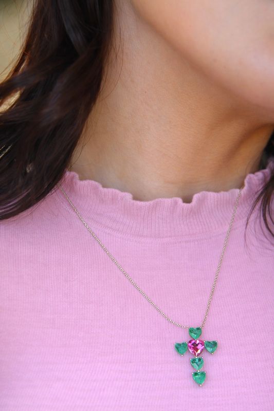 Catarina’s Crucifix In Tourmaline And Fuchsia