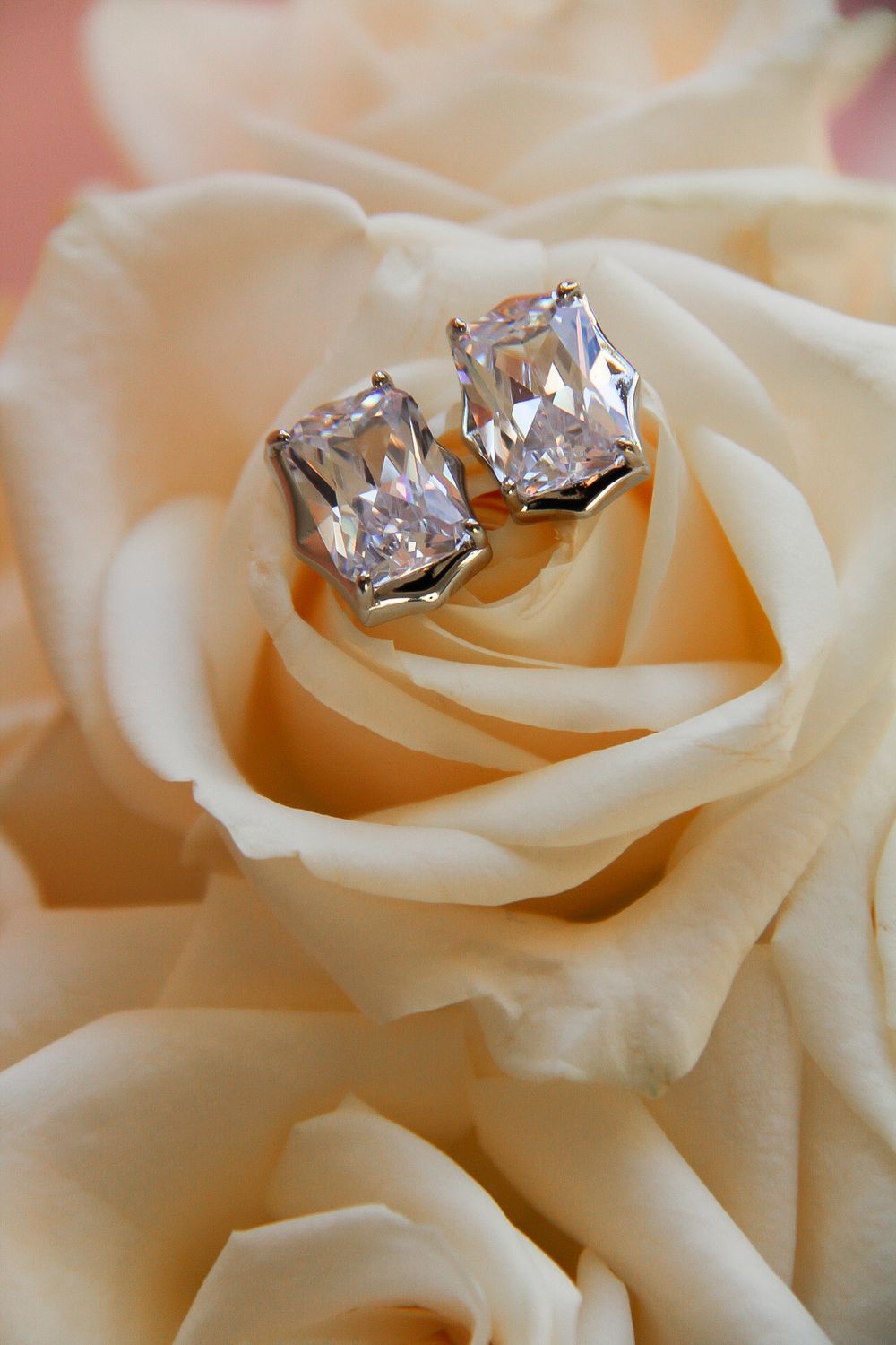 Celeste’s Stud  Earrings In White Rhodium