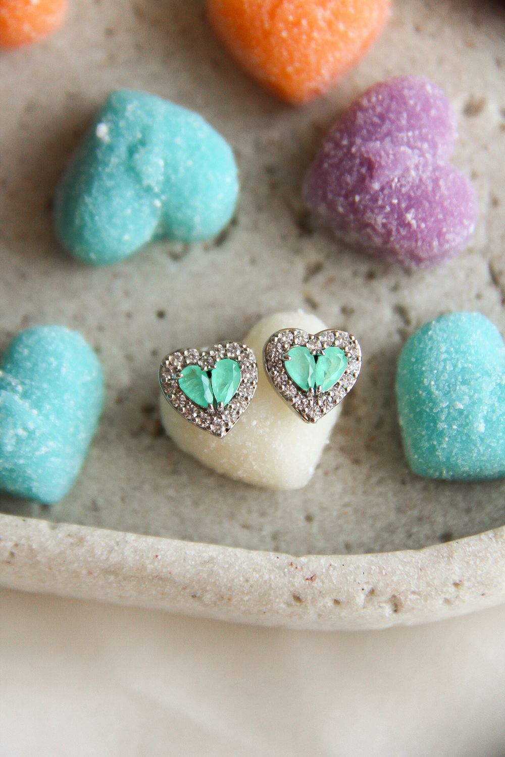 Small Tourmaline Heart Earrings