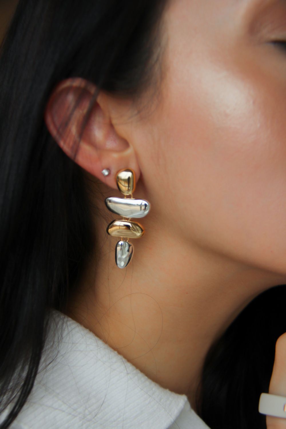 Mix Metals Organic Shape Earrings