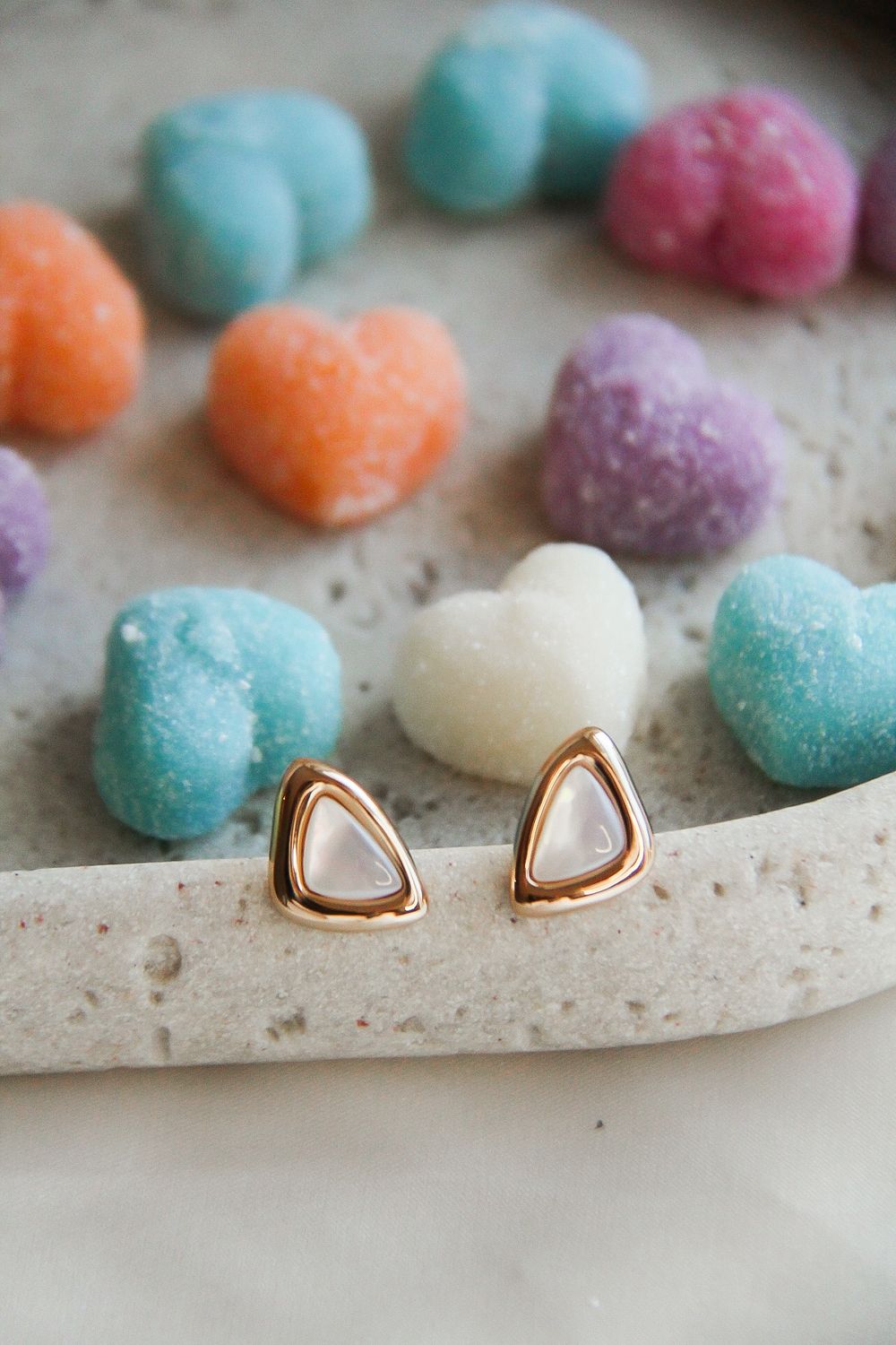 Mother Of Pearl Triangle Earrings