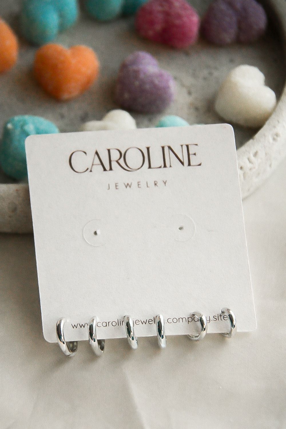 Triple Minimalist Hoops In White Rhodium