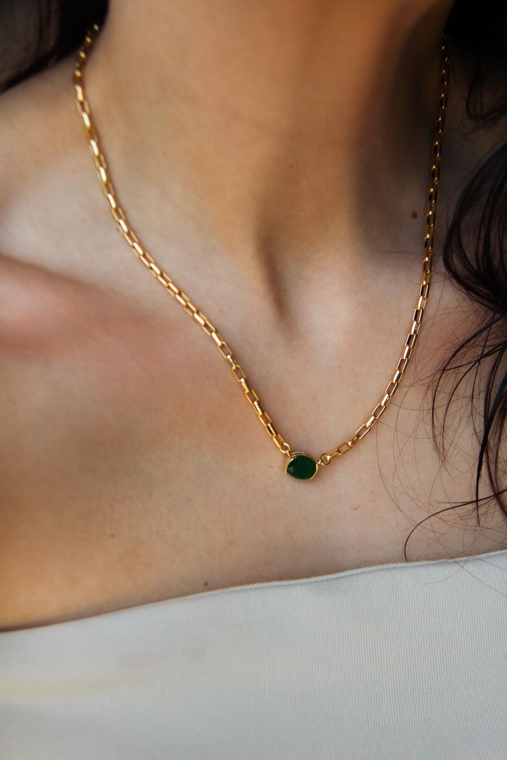 Emerald Delicate Chain Necklace