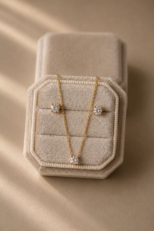 Stud Set In Plated Gold 18k