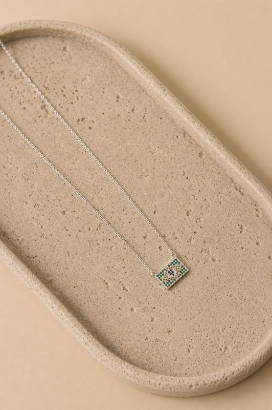 Brazil Flag Sterling Silver Necklace