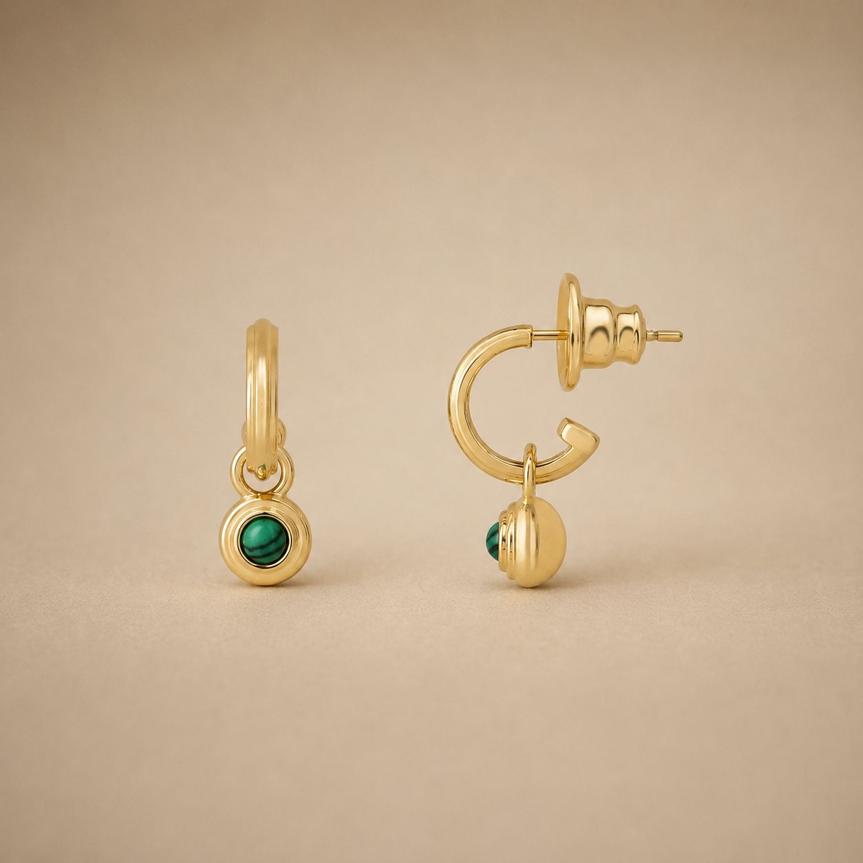 Malachite Delicate Hoops