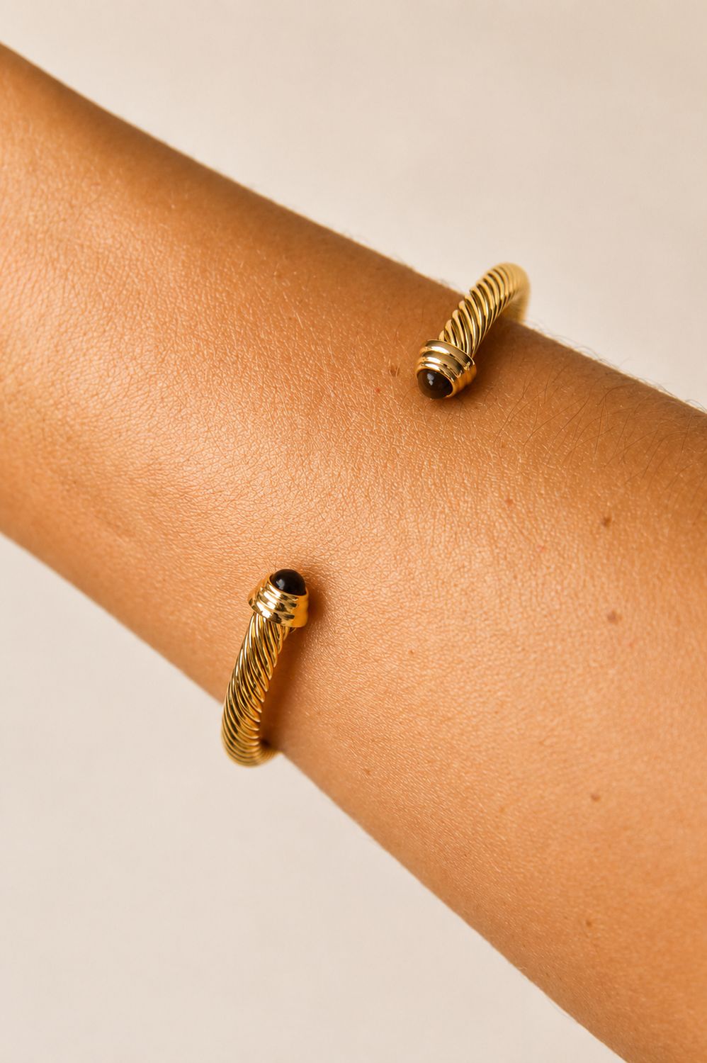 Bangle Bracelet With Brown Stone