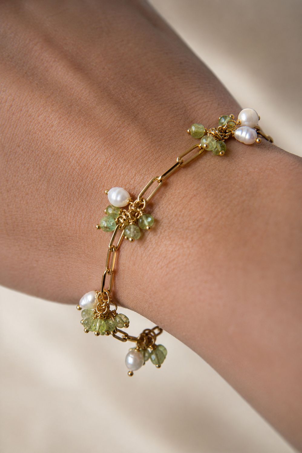 Natural Beads And Genuine Pearl Bracelet
