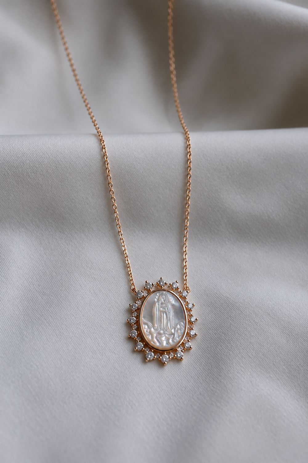 Our Lady Mother Of Pearl Necklace