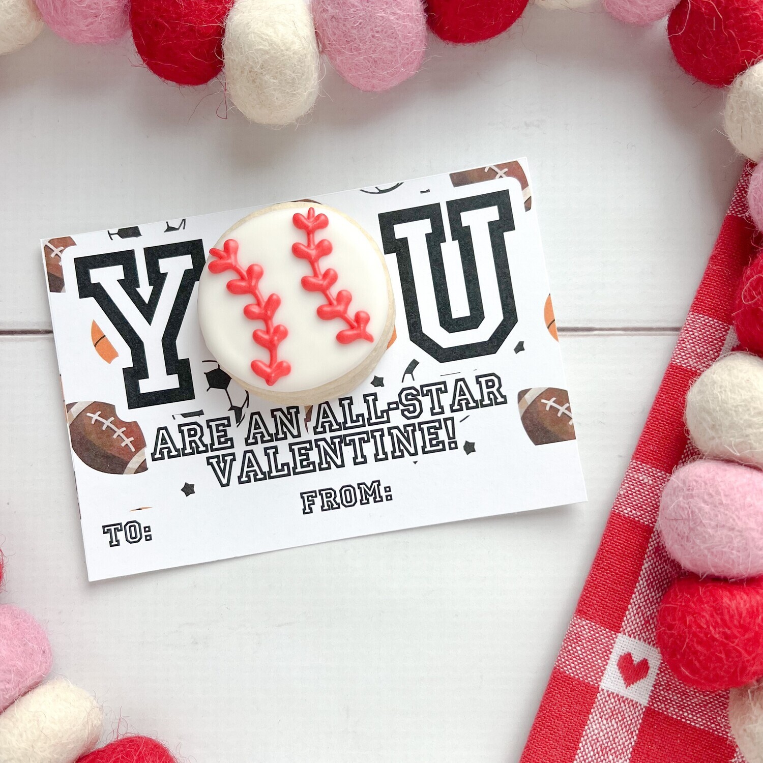 "You Are An All-Star Valentine" Cookie Card