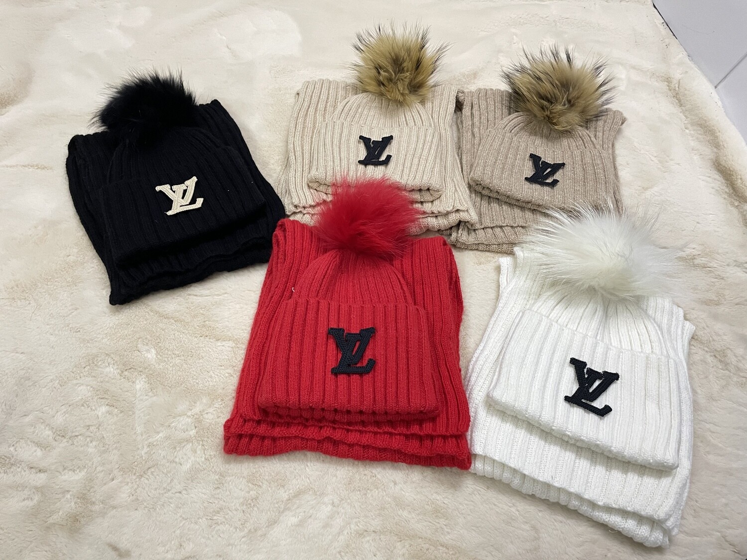 LV beanie + scarf set