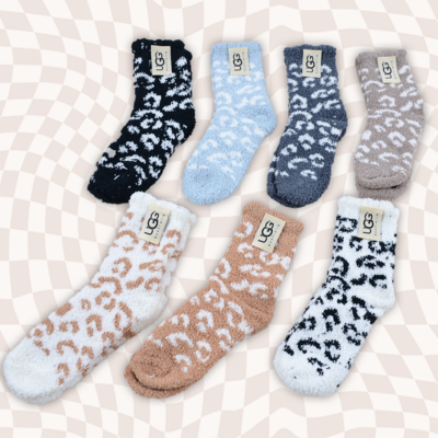 UGG fluffy cheetah socks