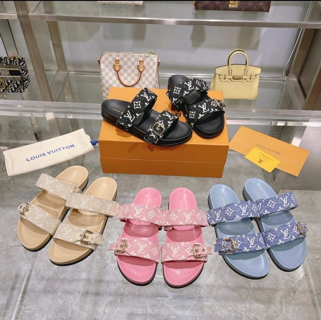 LV canvas buckle sandal
