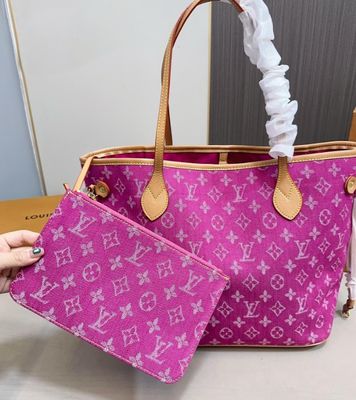 LV pink denim neverfull
