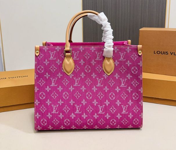 LV pink denim on the go