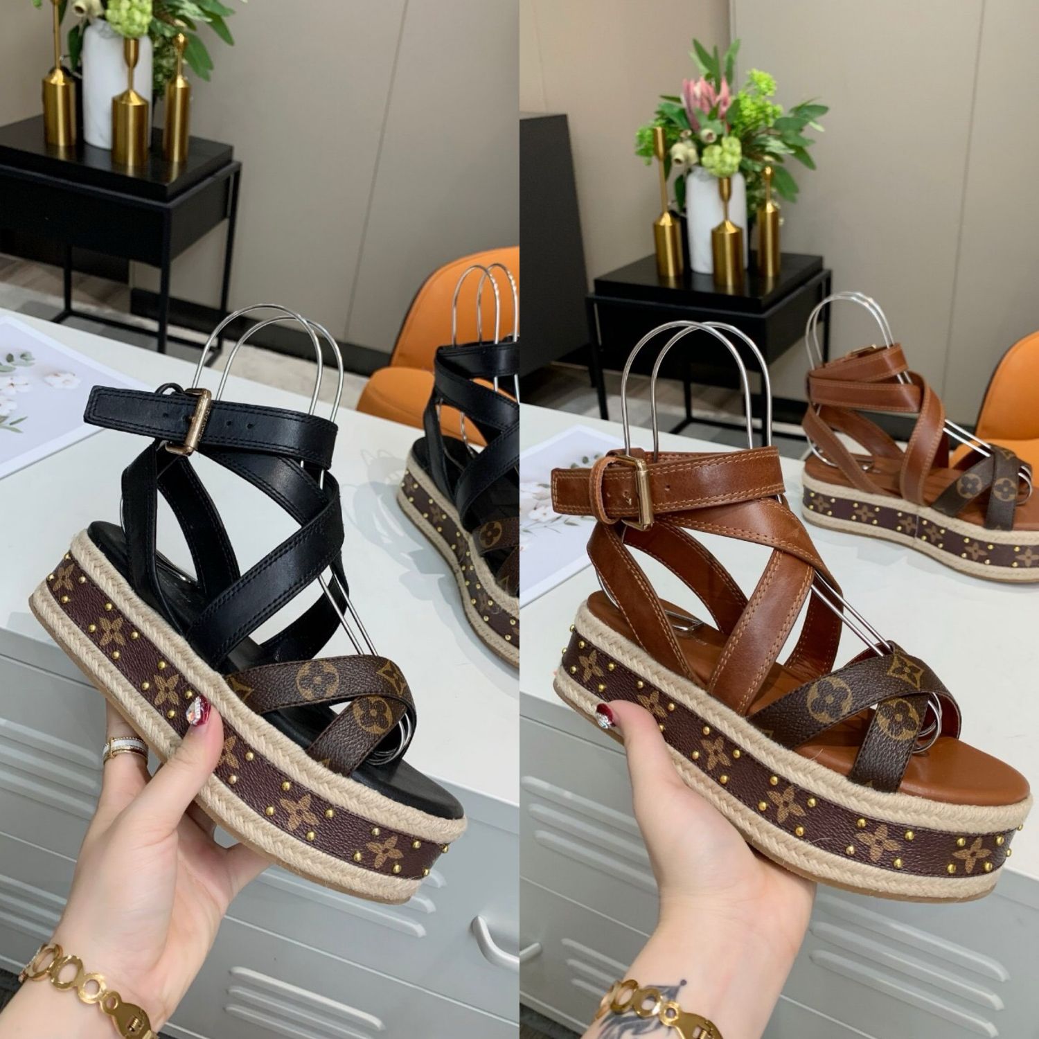 LV studded espadrilles