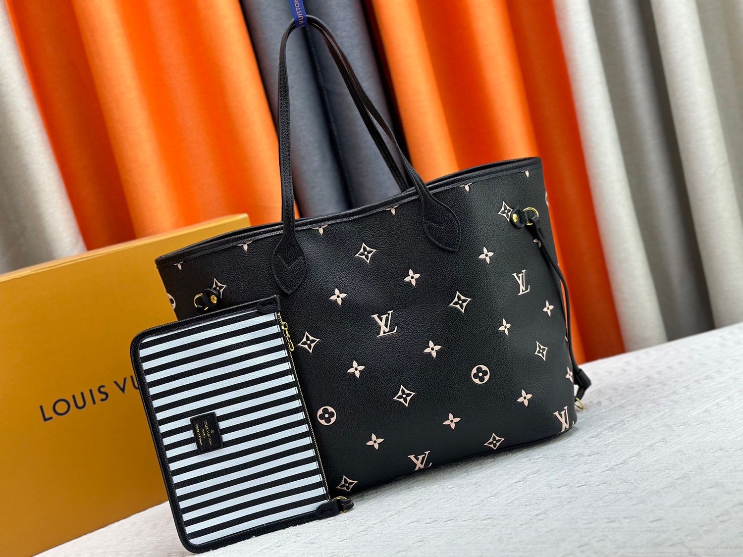 LV black+beige neverfull