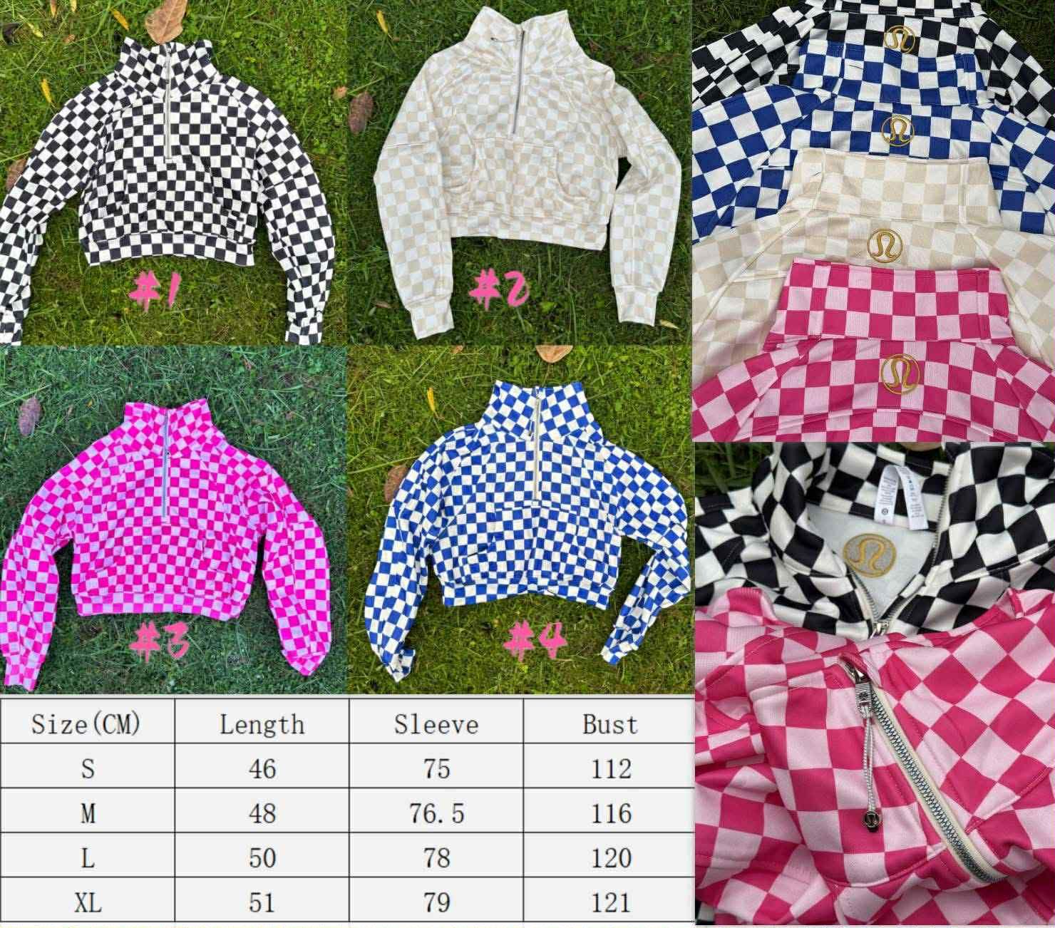 LULU checkered half zip