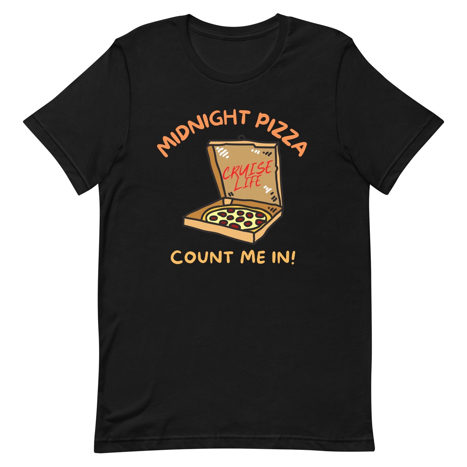 Midnight Pizza Unisex Cruise T-shirt, Color: Black, Size: M