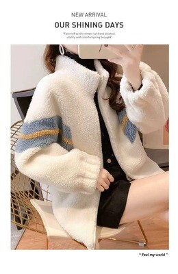 Lamb coat 2022 winter hoodie. Thickened. Women&#39;s loose medium length cardigan. Lamb wool coat
