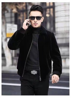 2022Men&#39;s fashion casual sable fleece coat