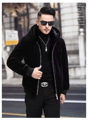 2022Men&#39;s fashion casual sable fleece coat