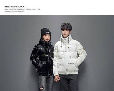 Winter 2022 new printed down jacket for lovers short, thickened and warm