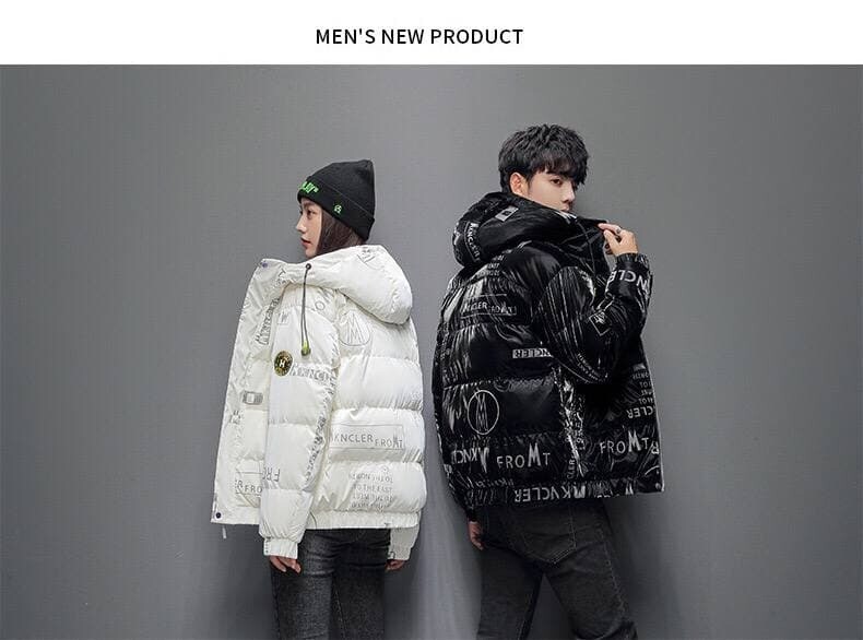 Winter 2022 new printed down jacket for lovers short, thickened and warm