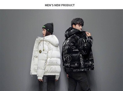 Winter 2022 new printed down jacket for lovers short, thickened and warm