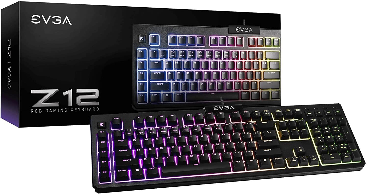 EVGA Z12 RGB Backlit LED Gaming Keyboard, Programmable/Dedicated Macro Keys