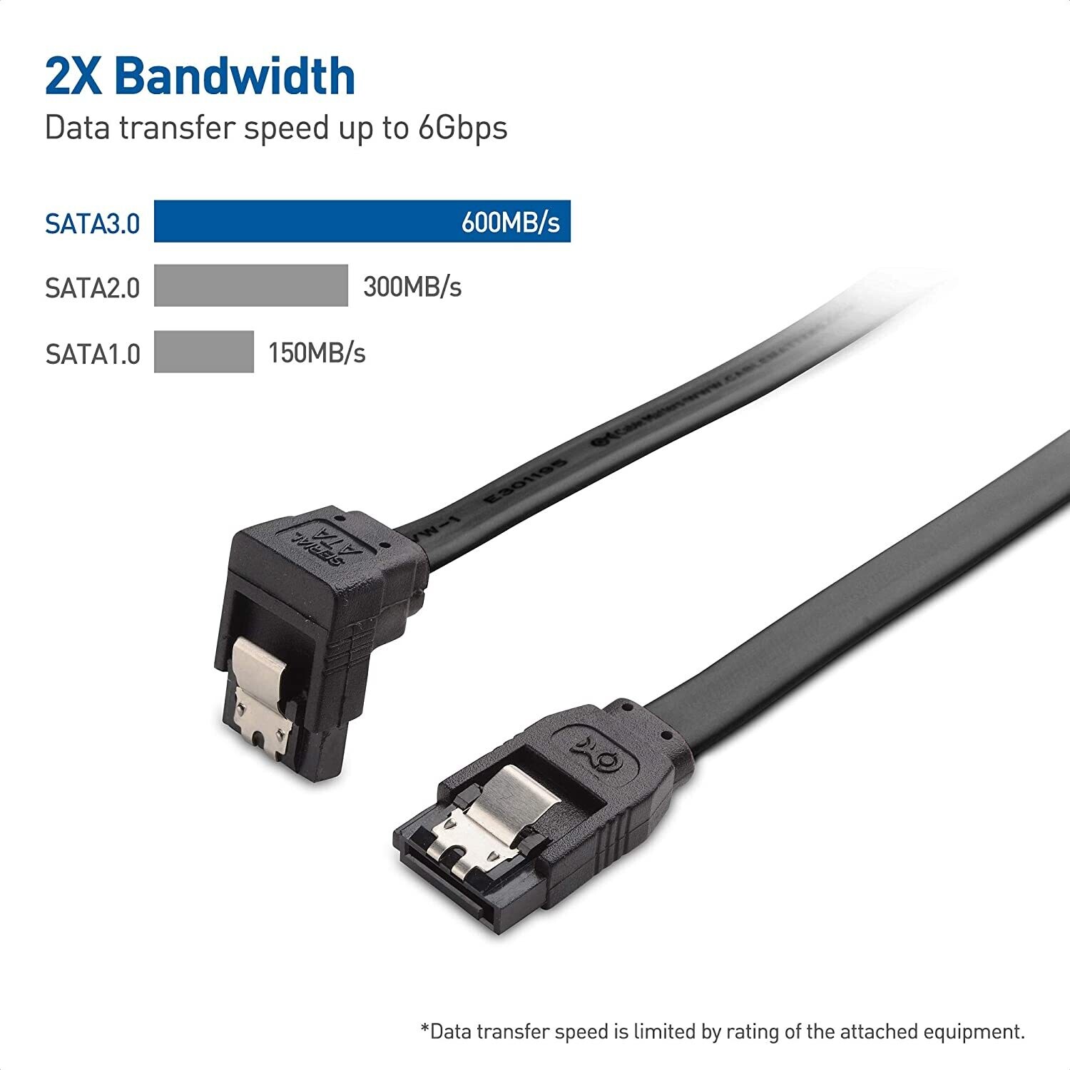 Cable Matters 90 Degree Right Angle 6.0 Gbps SATA III Cable 18 Inches