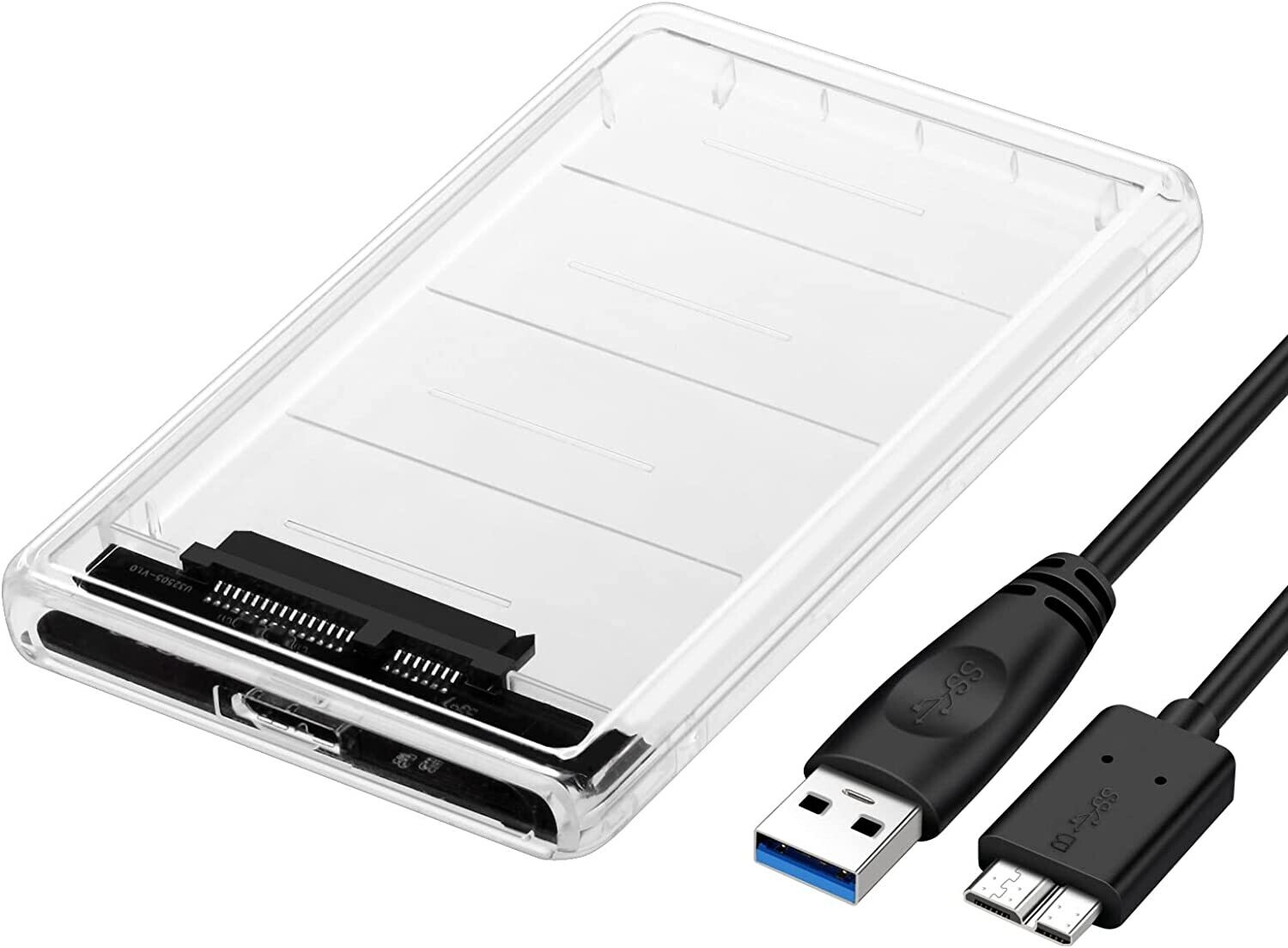 2.5&quot; USB 3.0 Hard Drive Enclosure - Clear External SATA HDD and SSD Case