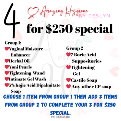 4 FOR $250 SPECIAL