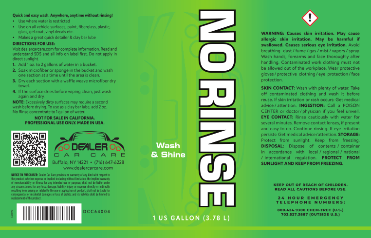 No Rinse - Wash &amp; Shine 5 Gallon Square