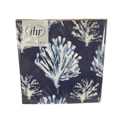 Navy and White Coral Cocktail Napkins