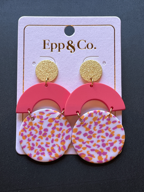 Coral Clay Confetti Drop Earring