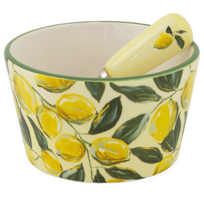Lemons Ceramic Bowl and Spreader
