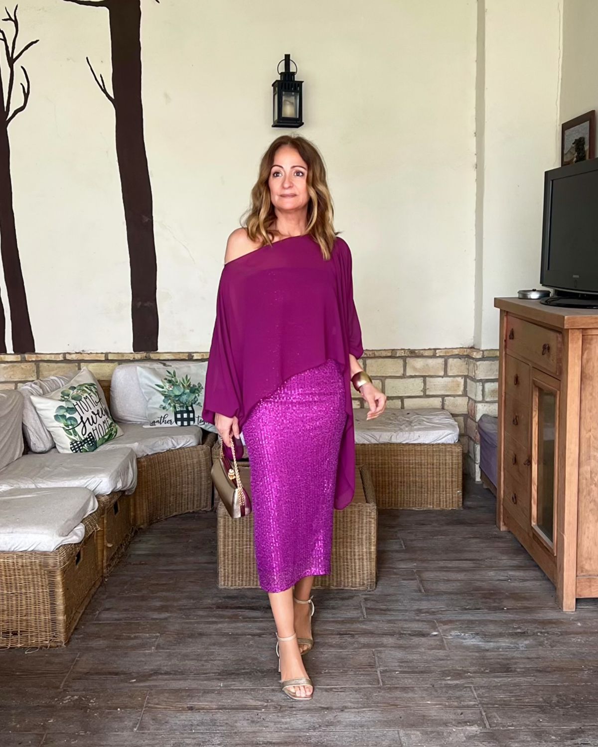 Vestido LENTEJUELAS buganvilla