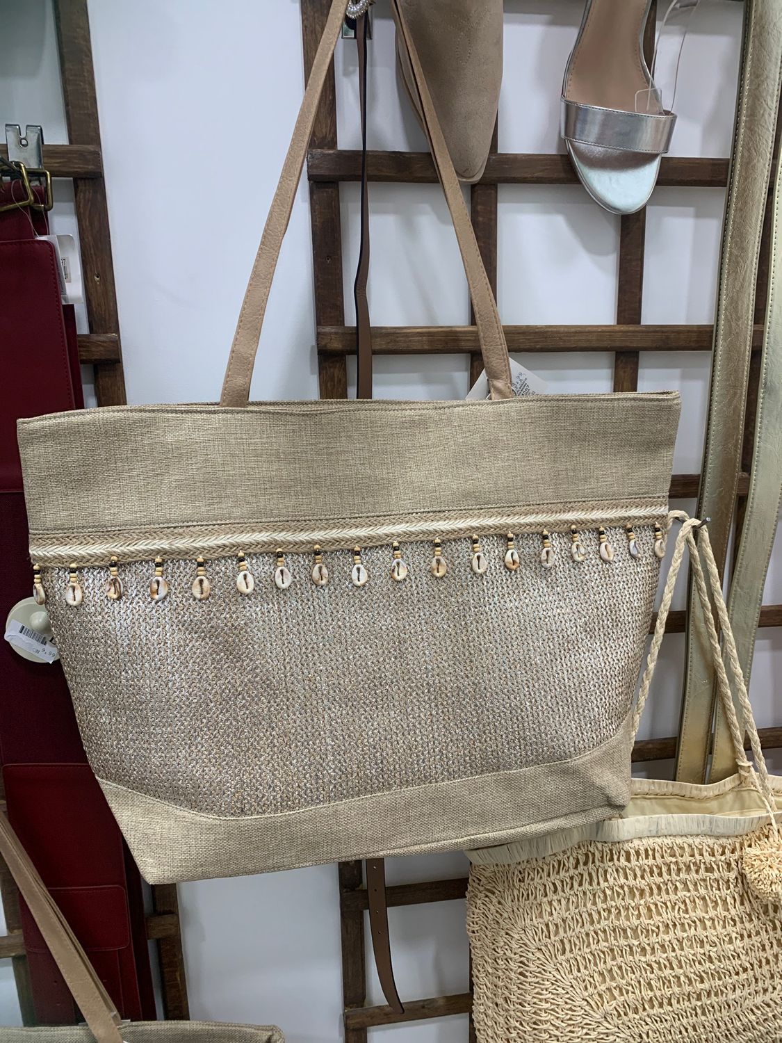 Bolso plateado RAFÍA