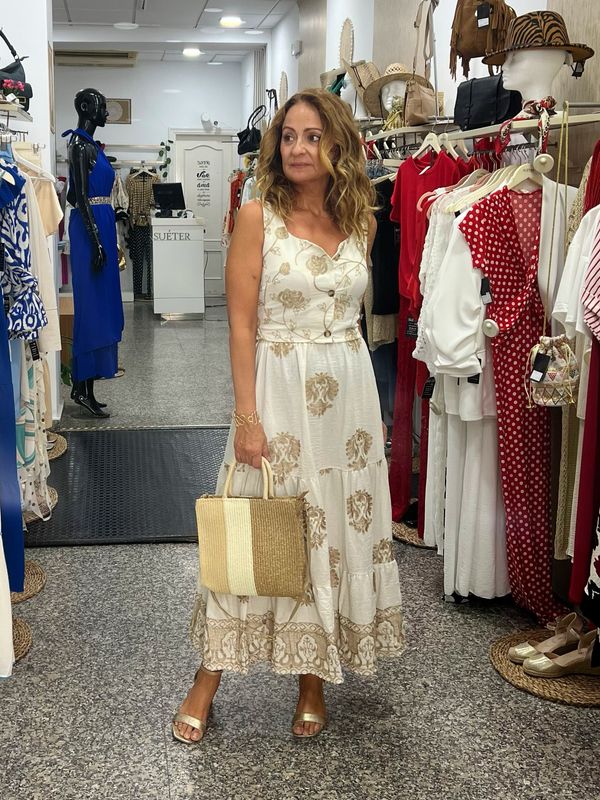 FALDA BORDADA beige
