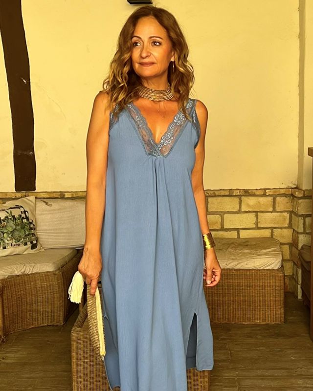 VESTIDO LENCERO azul